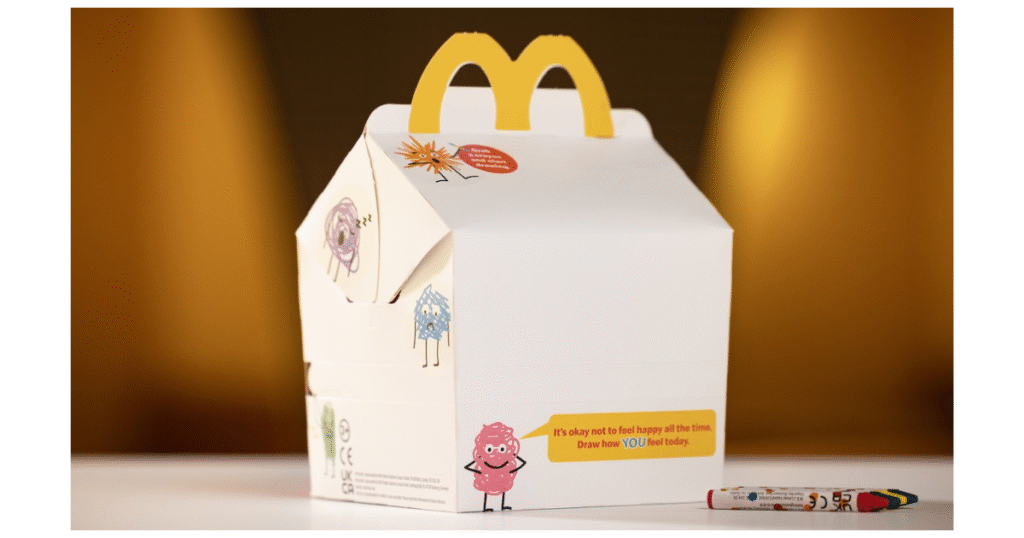 Boîte du Happy Meal McDonald’s édition limitée pour dessiner et exprimer les émotions des enfants
