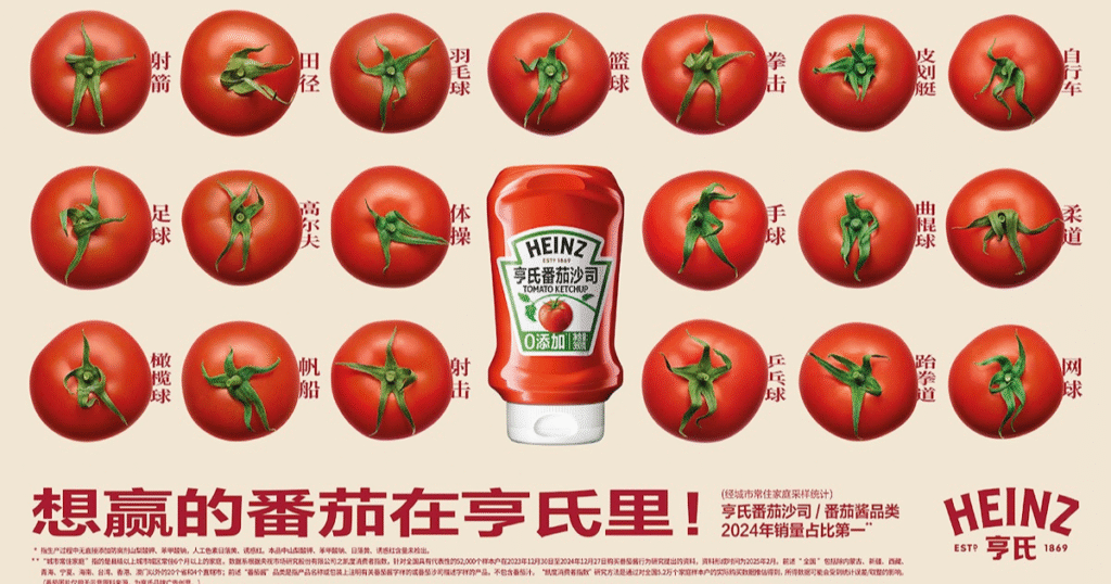 Campagne créative Heinz avec tomates-athlètes