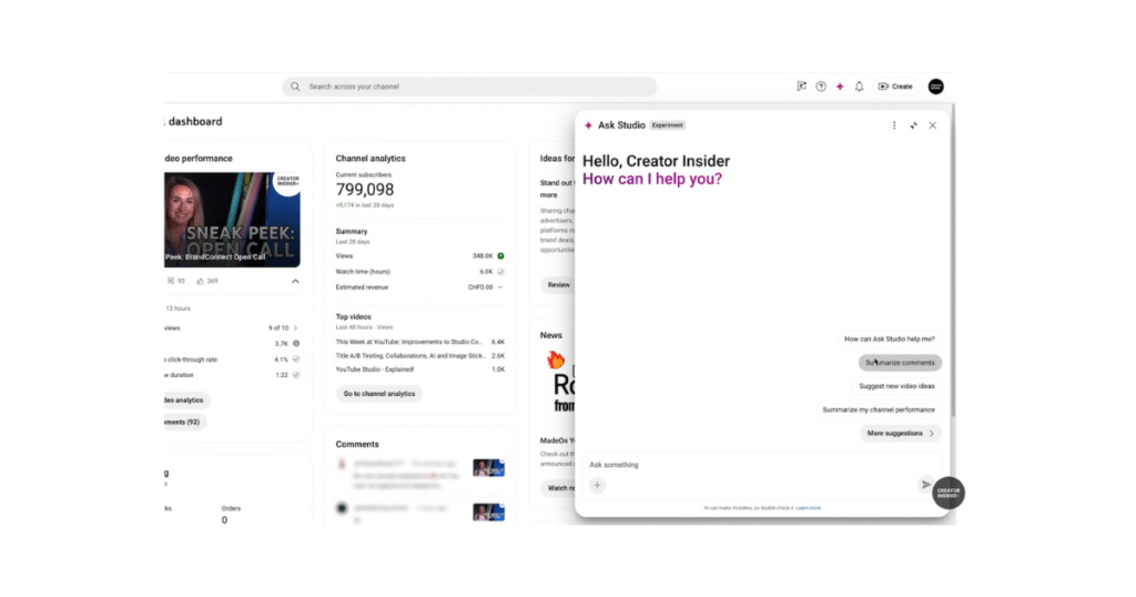 Chatbot IA YouTube analyse performance chaîne