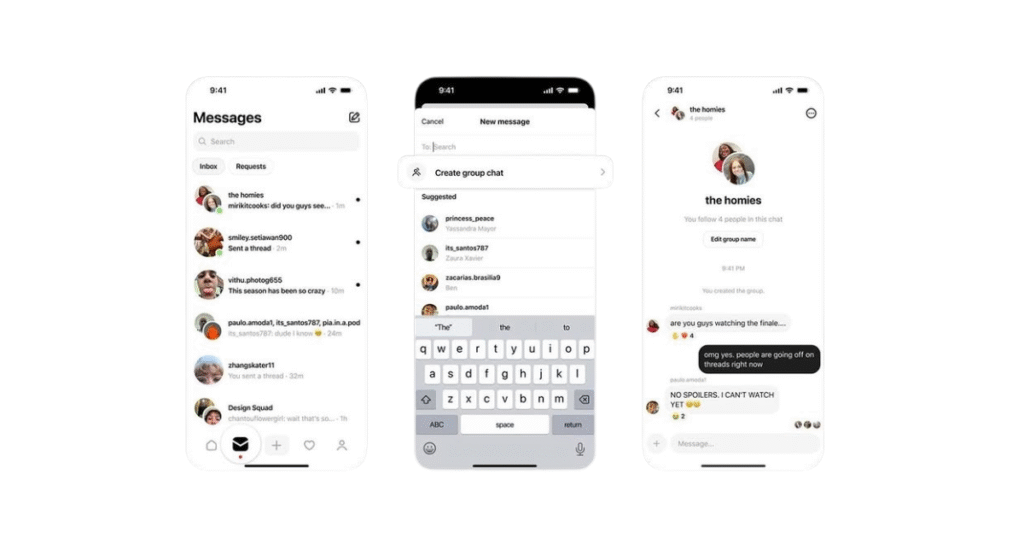 Chats de groupe Threads jusqu’à 50 personnes
