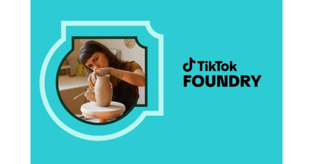 Visuel du programme TikTok Foundry pour marques émergentes, démontrant une innovation marketing digital stratégique.
